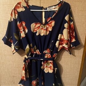 Forever 21 Blue Floral Jumpsuit